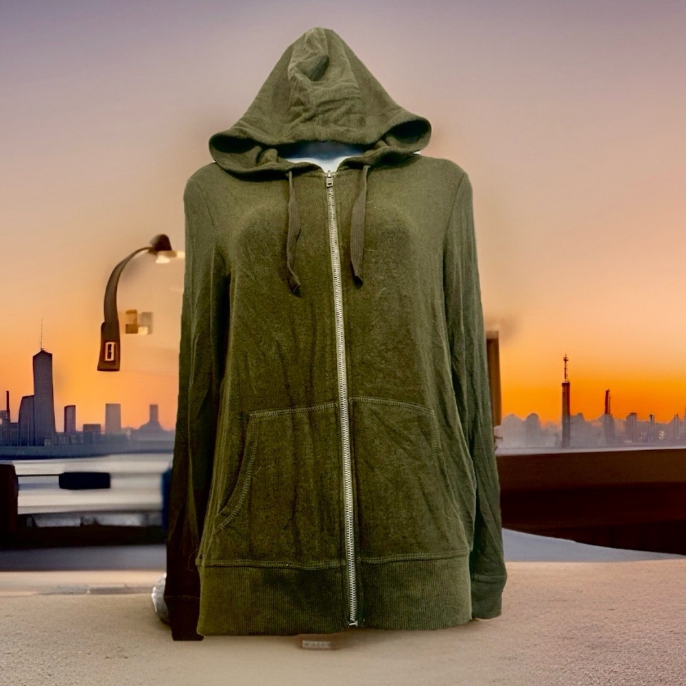 Z Supply Forest Green Zip Up Sweatshirt Size XS